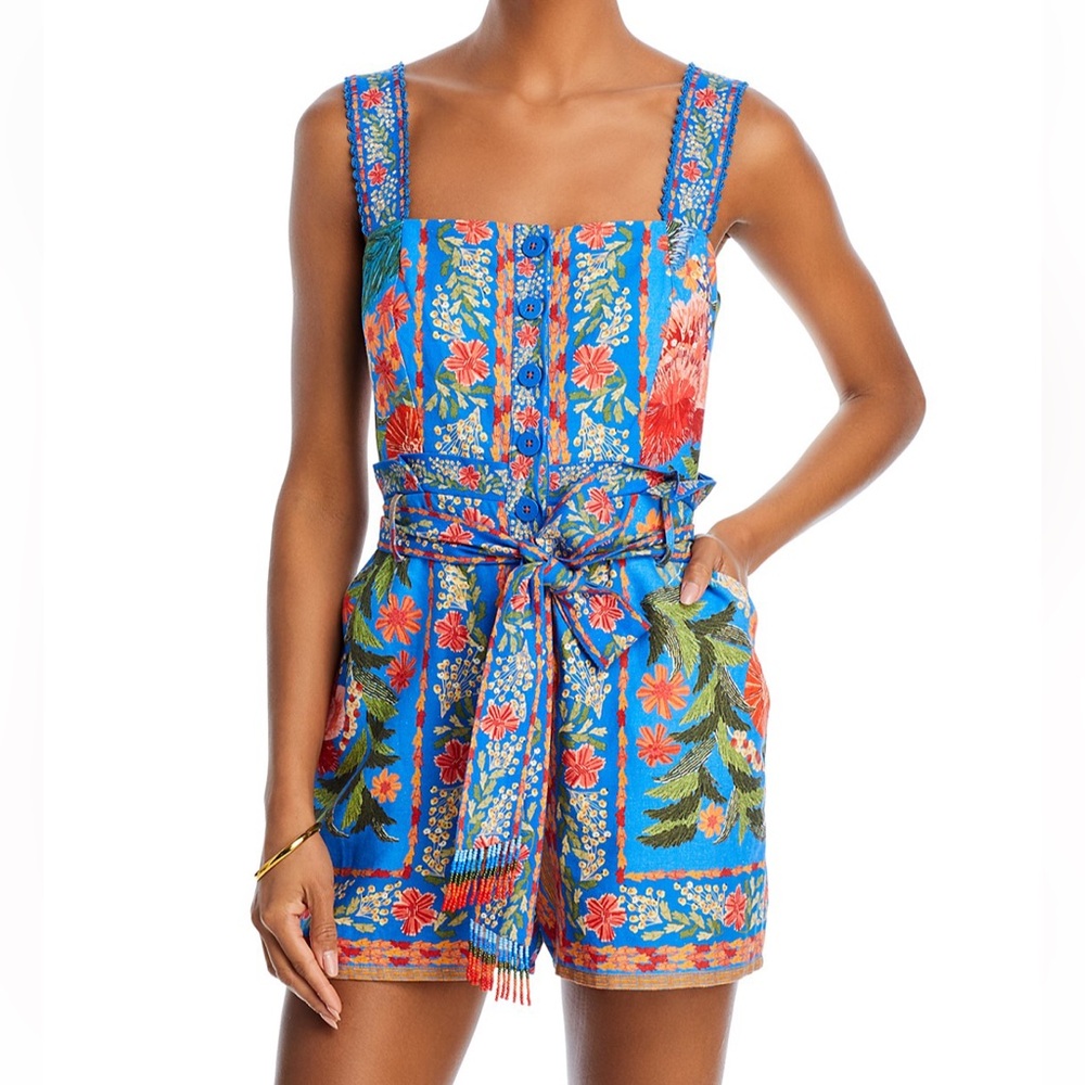 Farm Rio stitched garden romper
